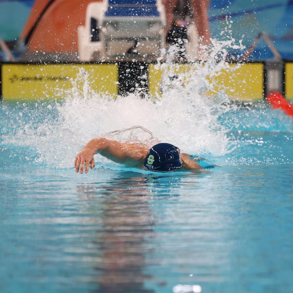 Koa Stotz swimming breaststroke at the 2026 Queensland Short Course Championships